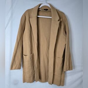 Quince Camel Women's Open Front Blazer Size XL Pockets Woven